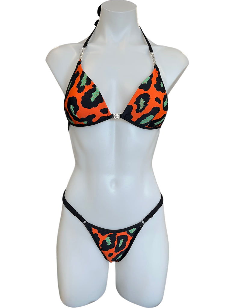 Orange Leopard Print Posing Bikini
